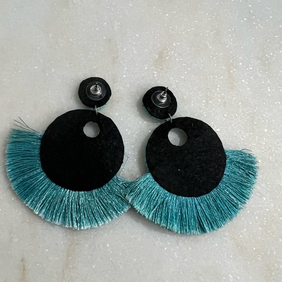 Turquoise Earrings - Beaded & Fringe Details - Picture 5 of 10